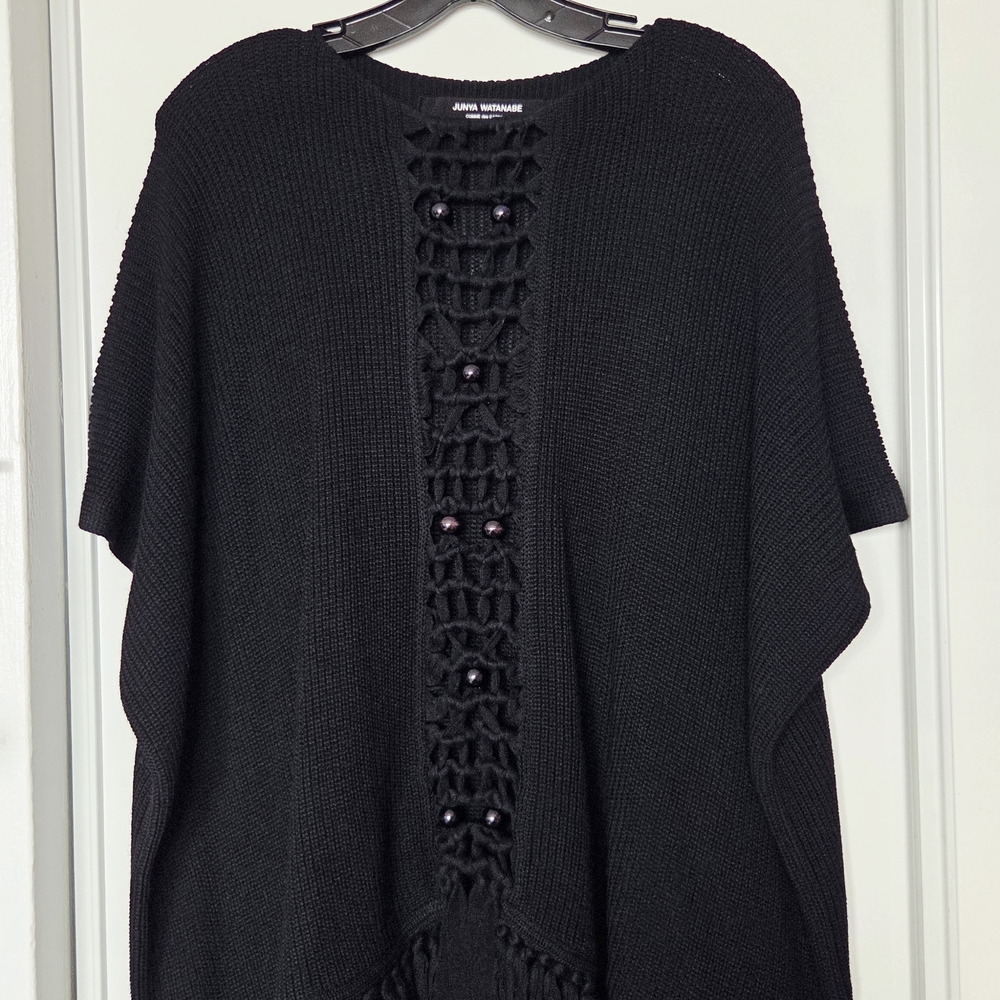 Junya Watanabe Elegant Black Knit Poncho